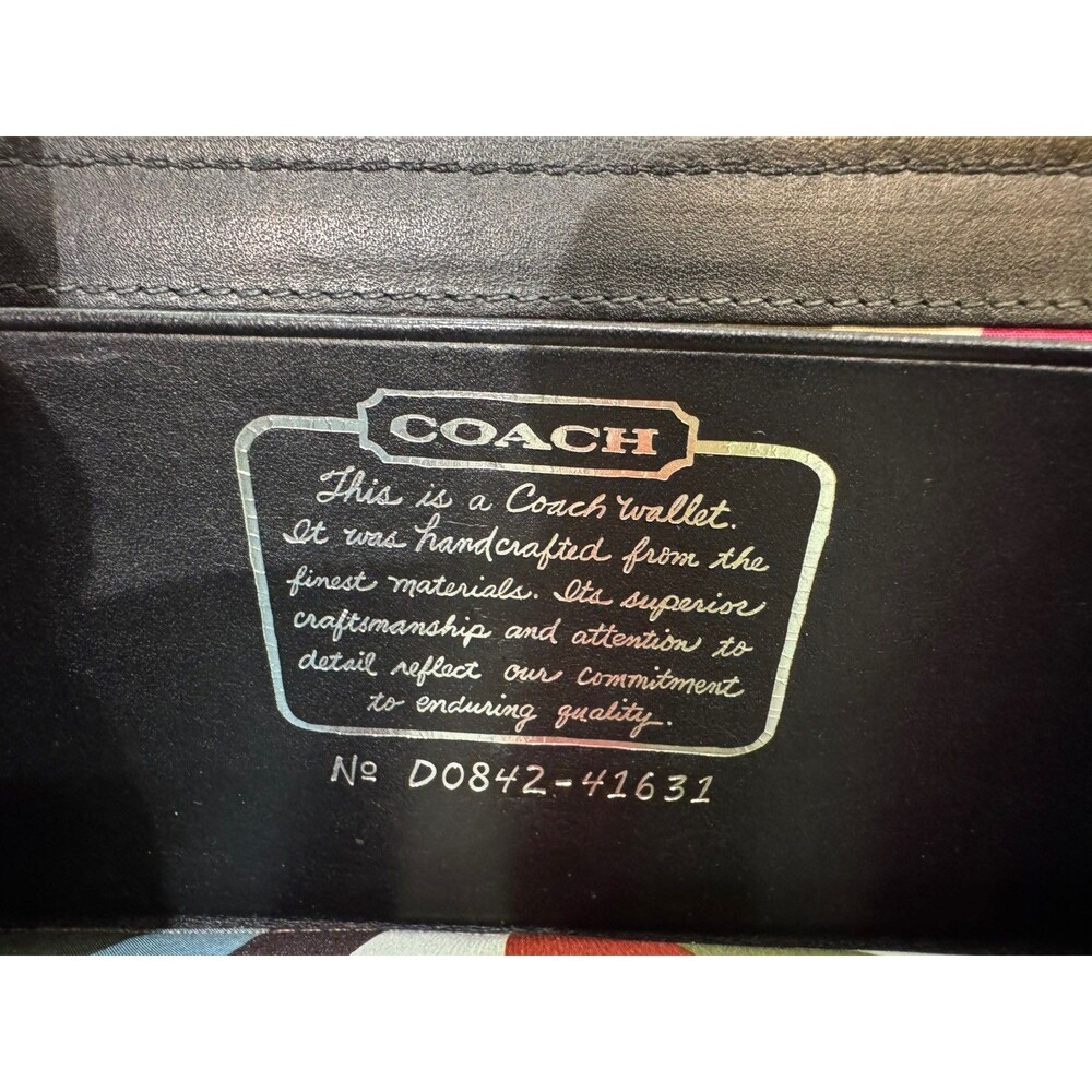 Coach Signature Jacquard Checkbook Wallet Black Leather Zip Around Organizer - Picture 10 of 16